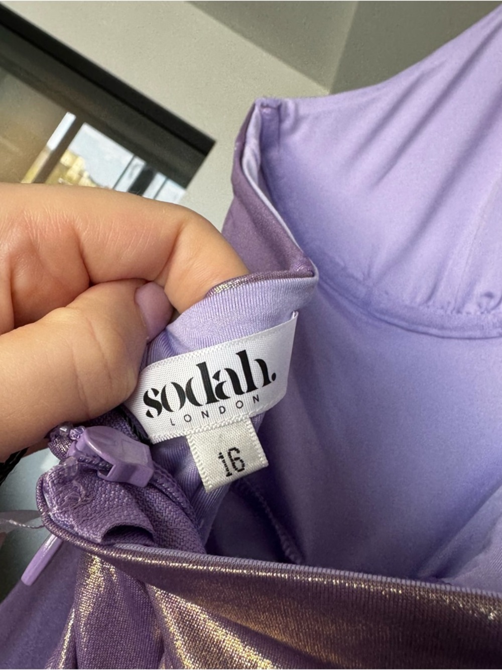 Sodah London NWT Blessed Mini Dress Purple Metallic US 12 (UK 16) - Picture 5 of 11